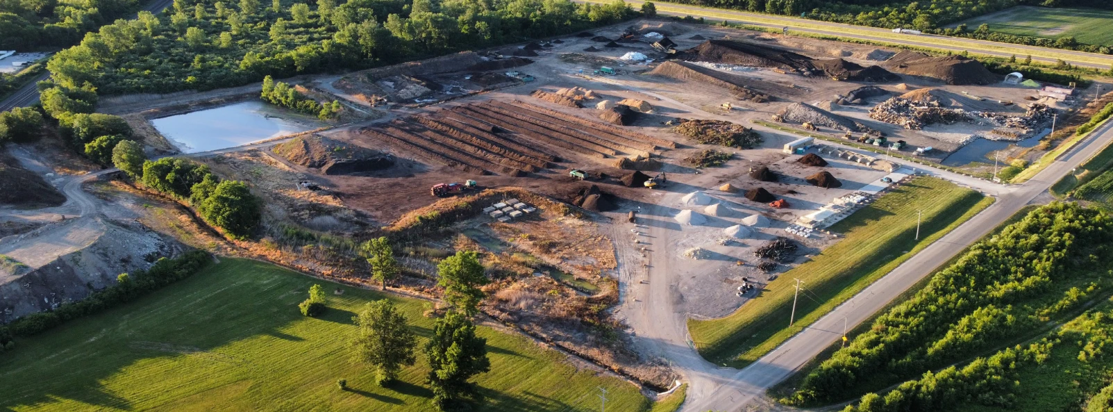 Aerial view of a composting facility in Huron, OH.