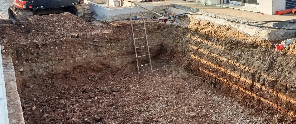 Ladder on an excavation site in Port Clinton, OH.