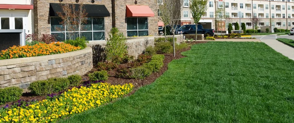 Lawn and landscape on a commercial property in Huron, OH.