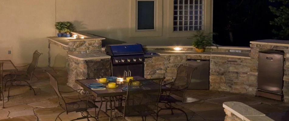 Outdoor kitchen at night in Huron, OH.