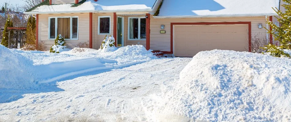 Snow outside a house in Huron, OH.