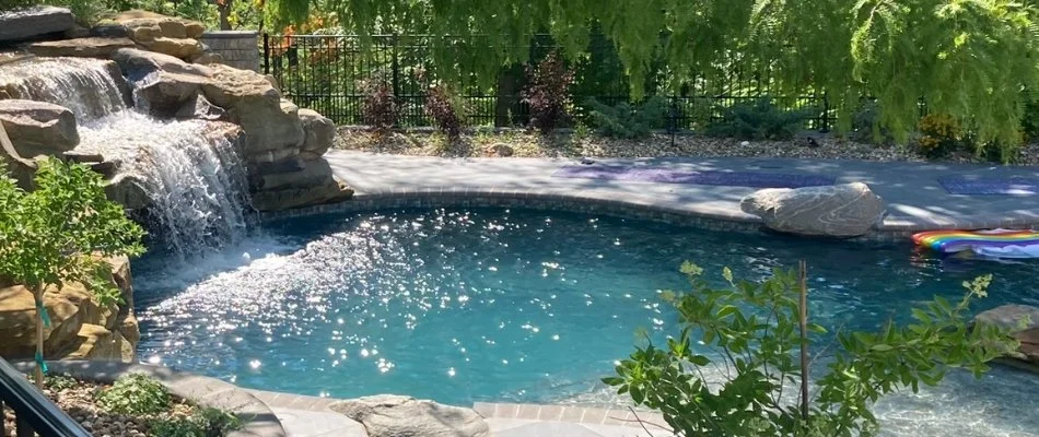 Swimming pool with waterfalls in Huron, OH.